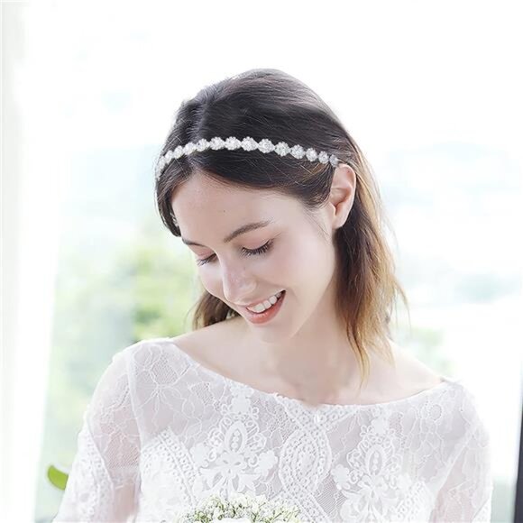 Crystal Wedding Headband Bridal Headpiece Rhinestone Bridal Hair Accessories - Picture 6 of 7